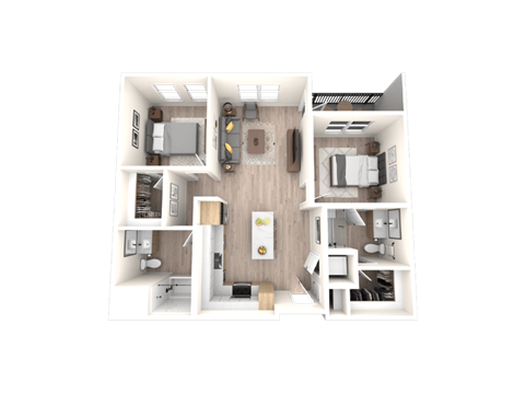 3D Floor Plan Image of 2C Option 2